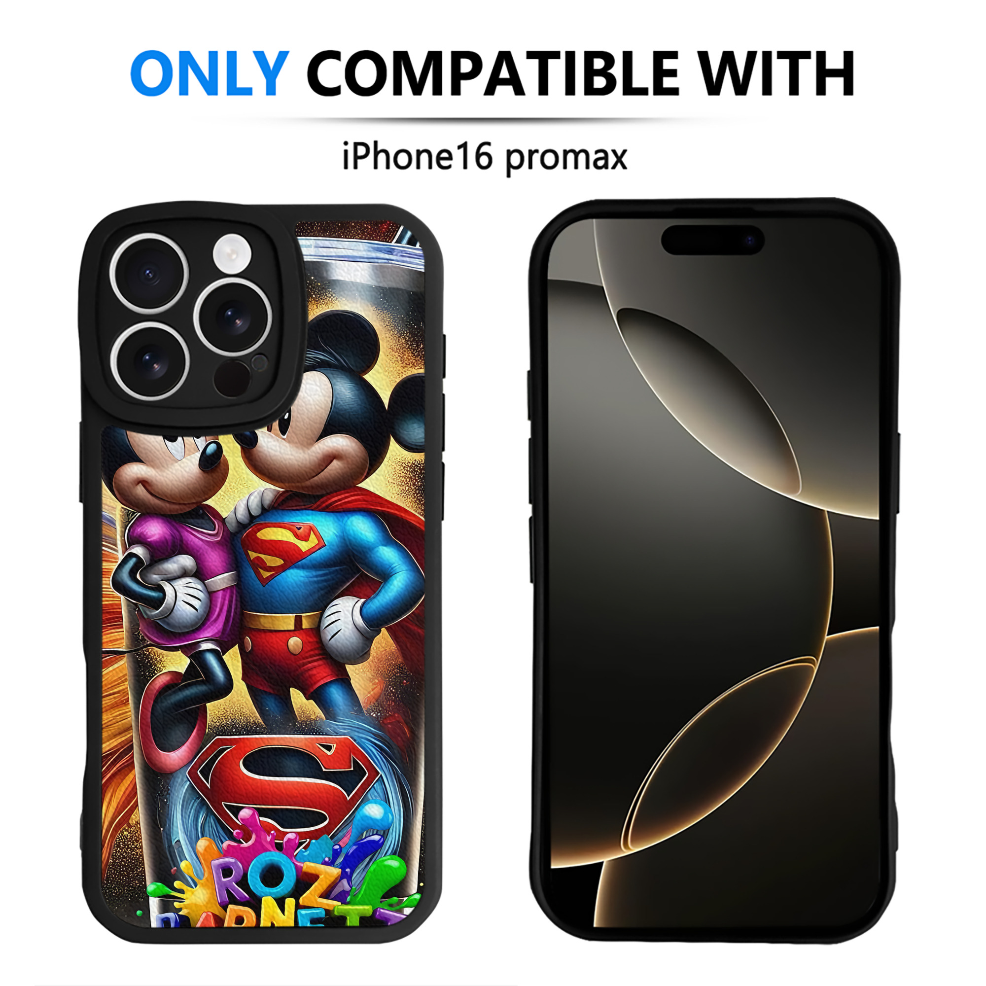 （画像用） ミッキーマウス Mickey Mouse 【iPhone 16シリーズ対応】シリコンスマホケース（レザー調） 材質：シリコン